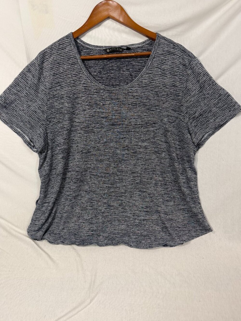 Athleta Tee 2XL Women Gray Space Dye Short Sleeve Modal Blend Lightweight Shirt